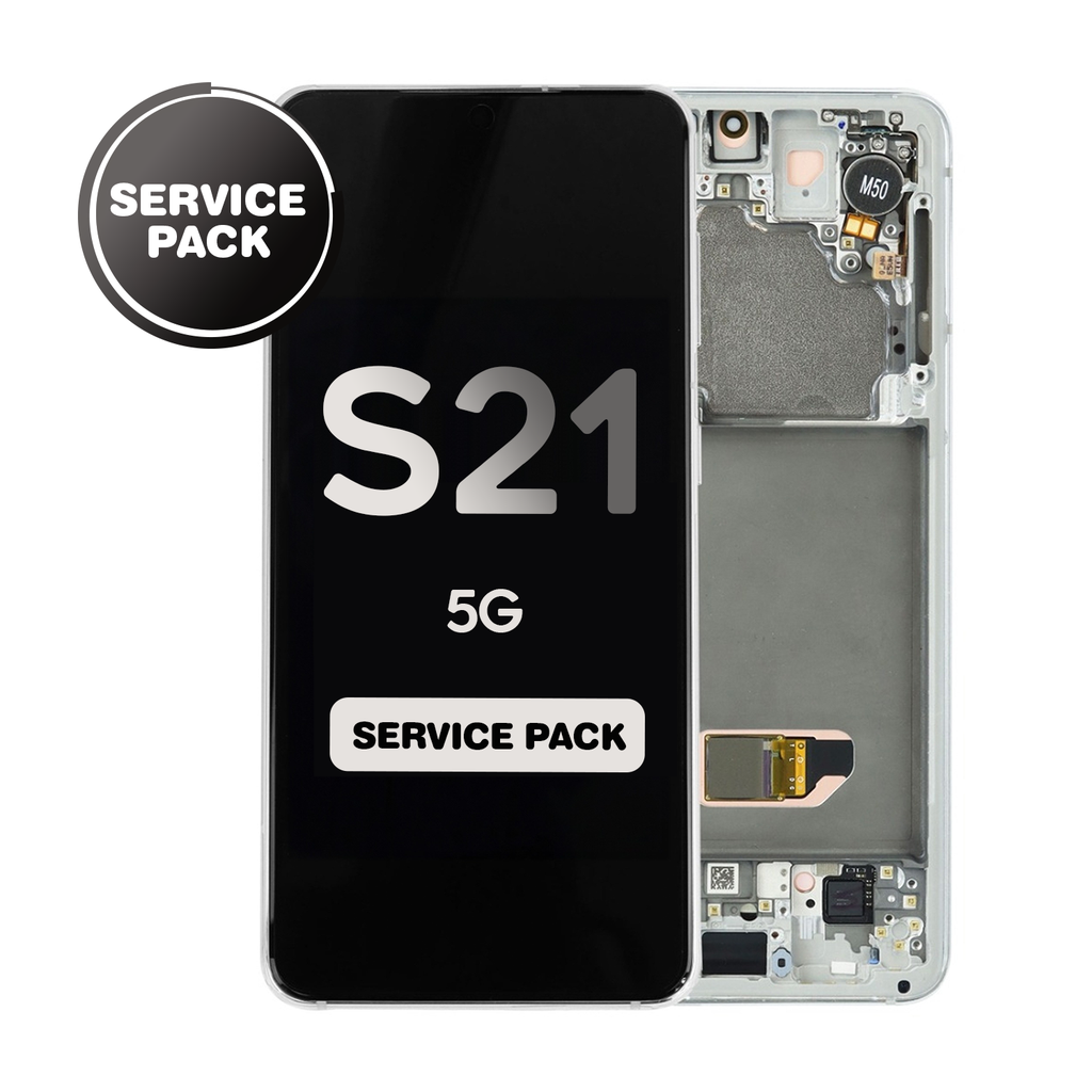 OLED Assembly for Samsung Galaxy S21 5G (G991) with Frame - Phantom White (Service Pack)