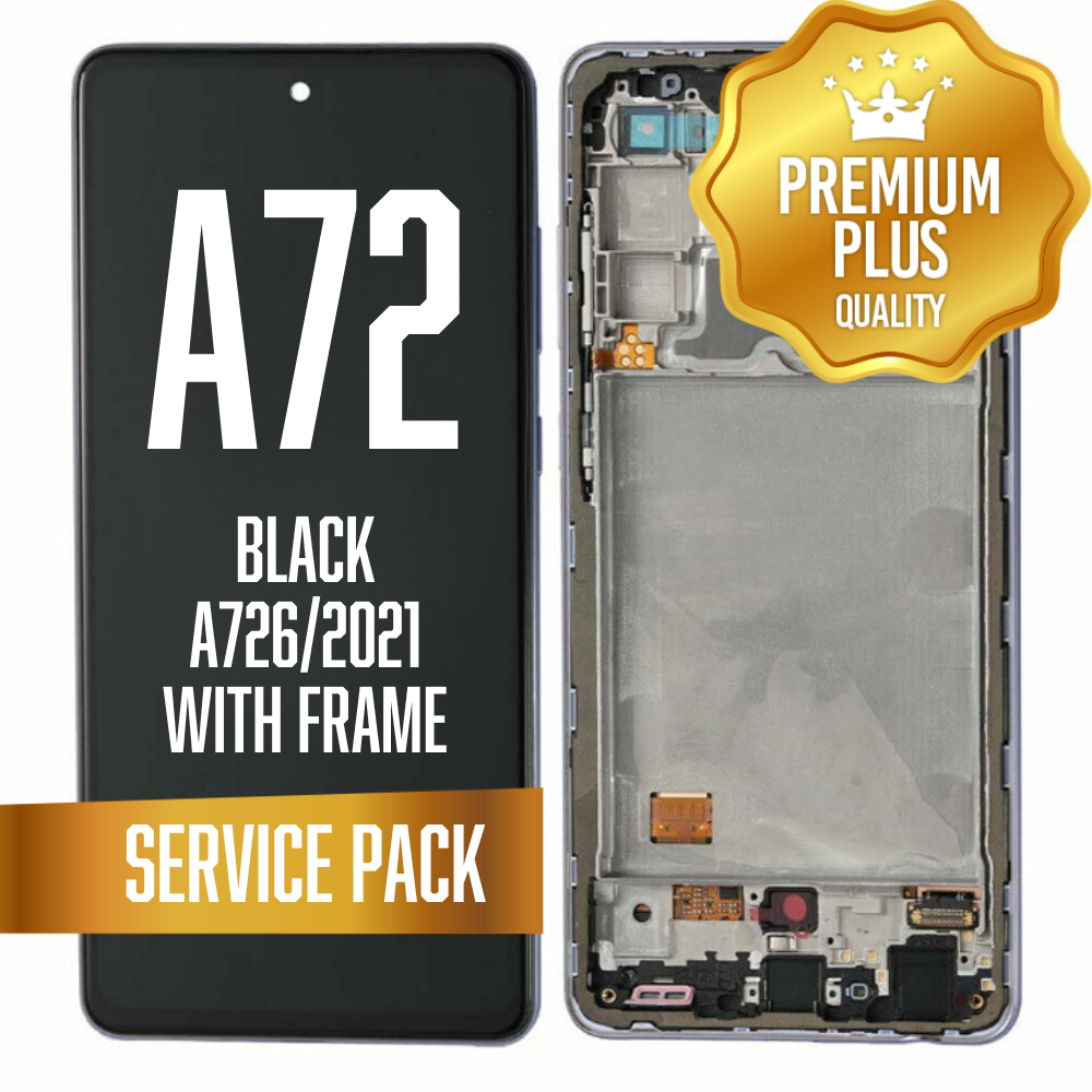 OLED Assembly For Samsung Galaxy A72 (A725/2021) with Frame - Black (Service Pack)