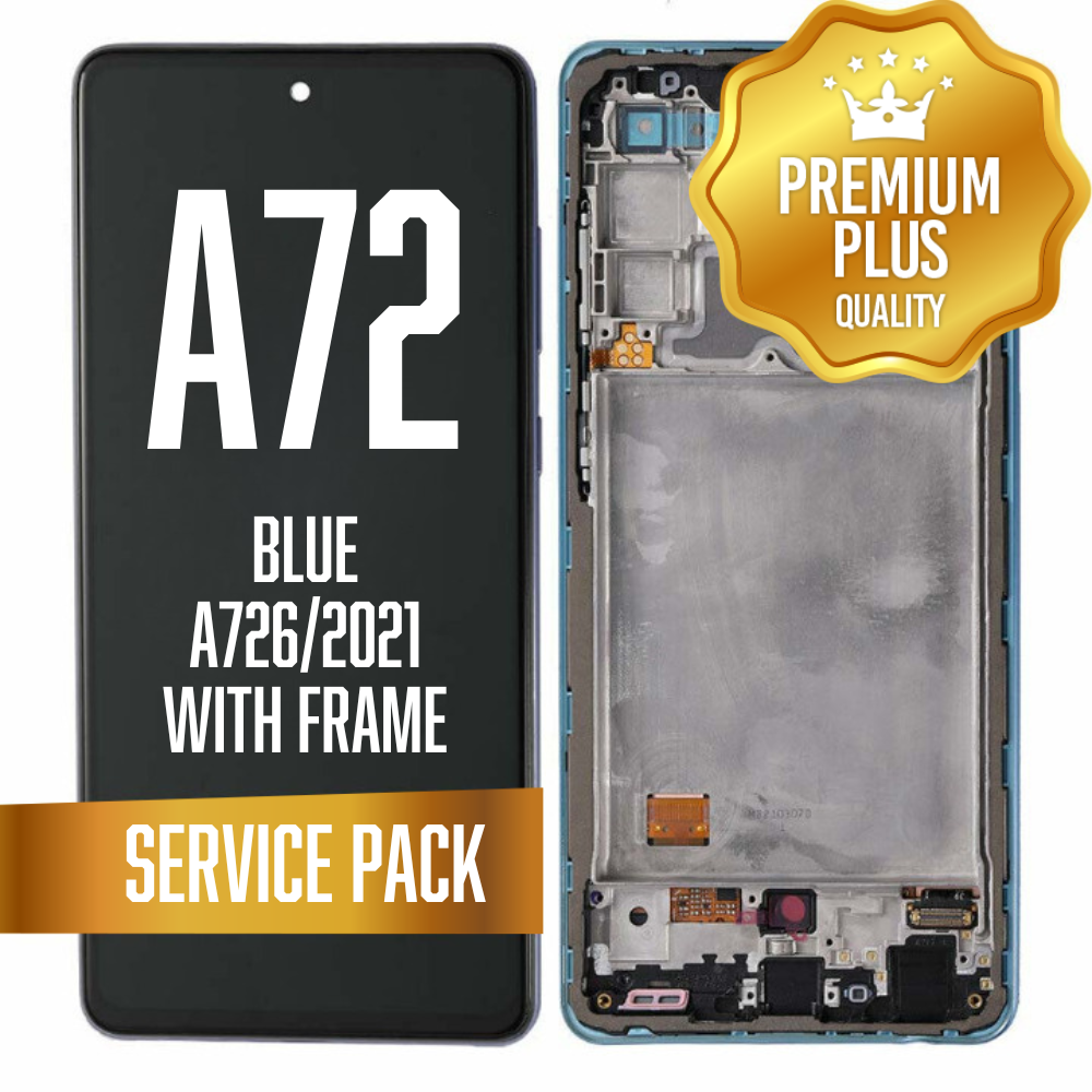 LCD Assembly for Galaxy A72 5G (A726/2021) with Frame - Blue (Service Pack)+btry
