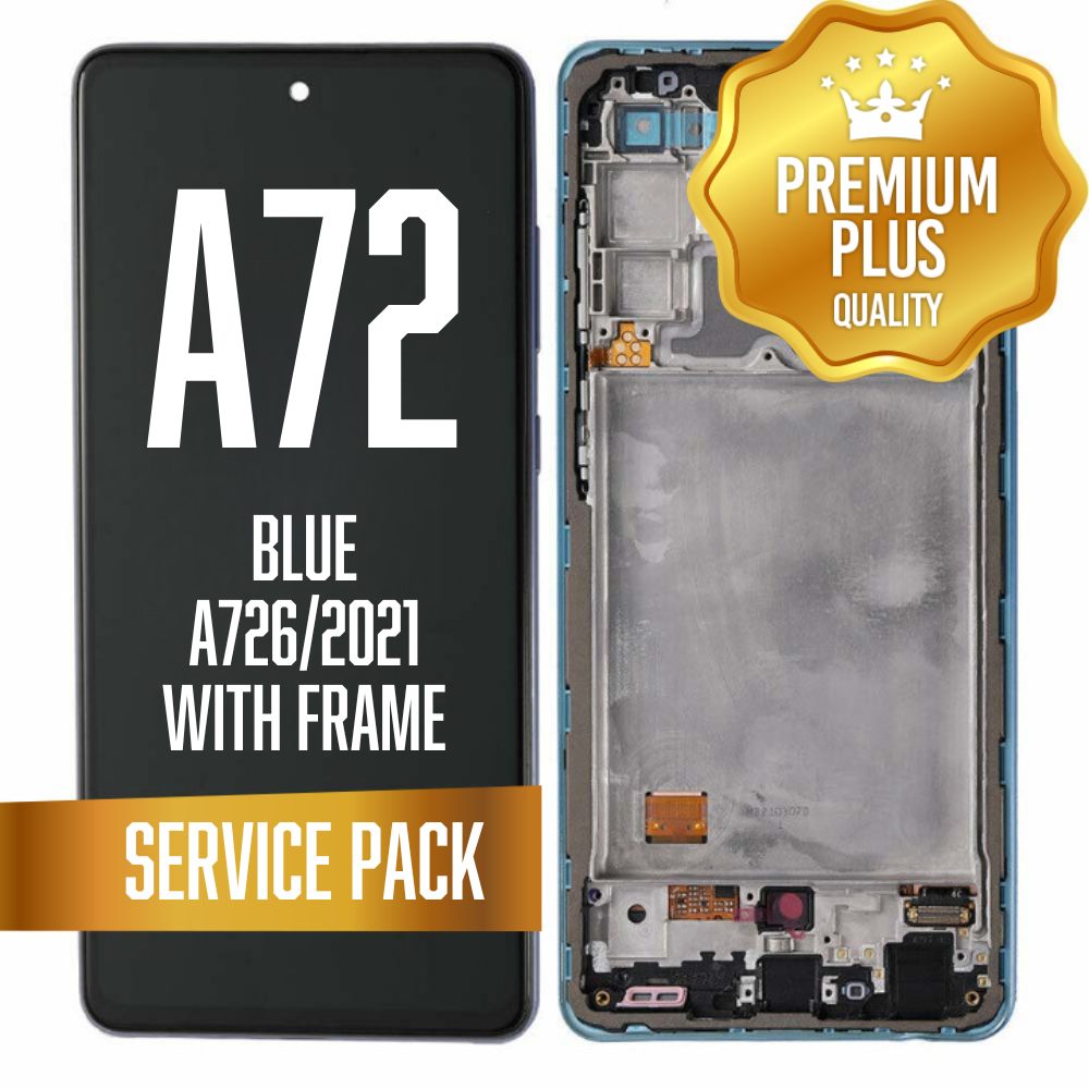 OLED Assembly For Samsung Galaxy A72 5G (A726/2021) with Frame - Blue (Service Pack)