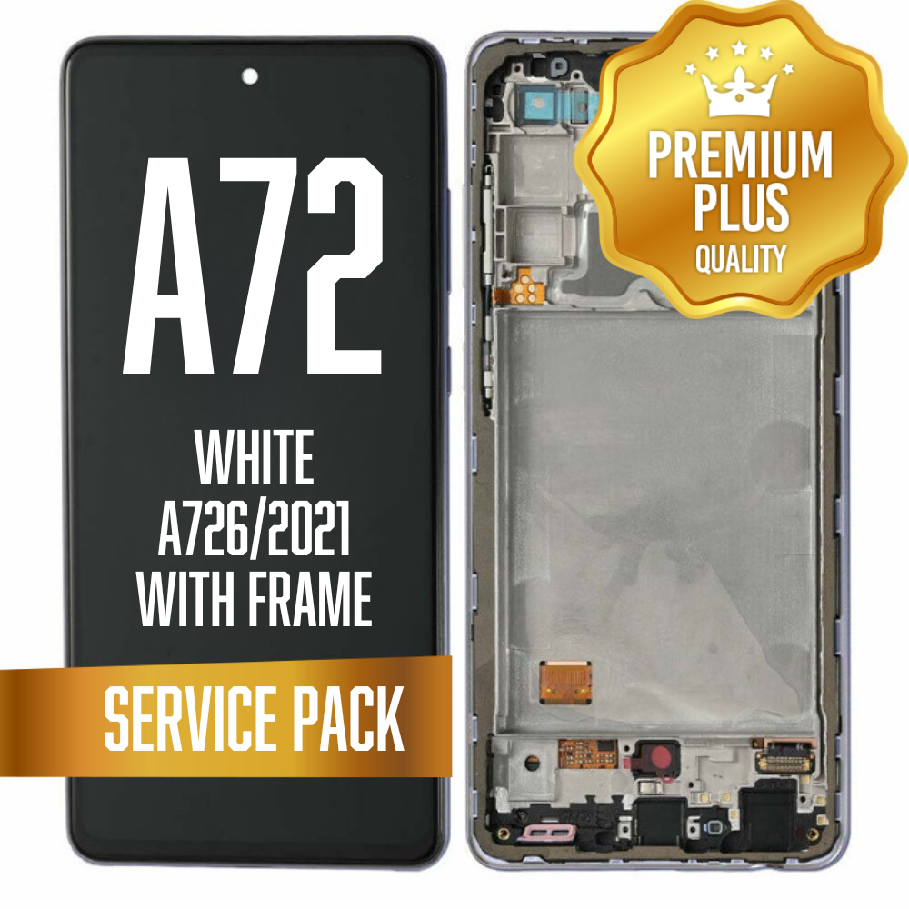 OLED Assembly For Samsung Galaxy A72 5G (A726/2021) with Frame - White (Service Pack)