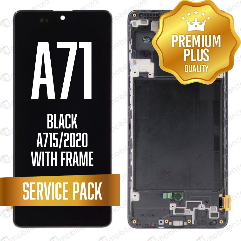 LCD Assembly for Galaxy A71 (A715/2020) with Frame - Black (Service Pack)
