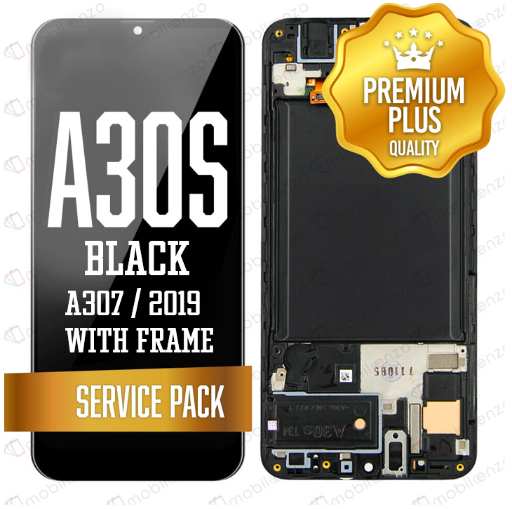 LCD Assembly for Galaxy A30S (A307) with Frame - Black (Service Pack)