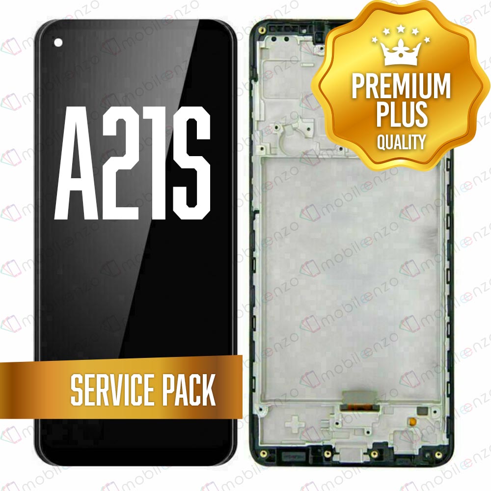 LCD Assembly For Samsung Galaxy A21S (A217/2020) with Frame - Black (Service Pack)