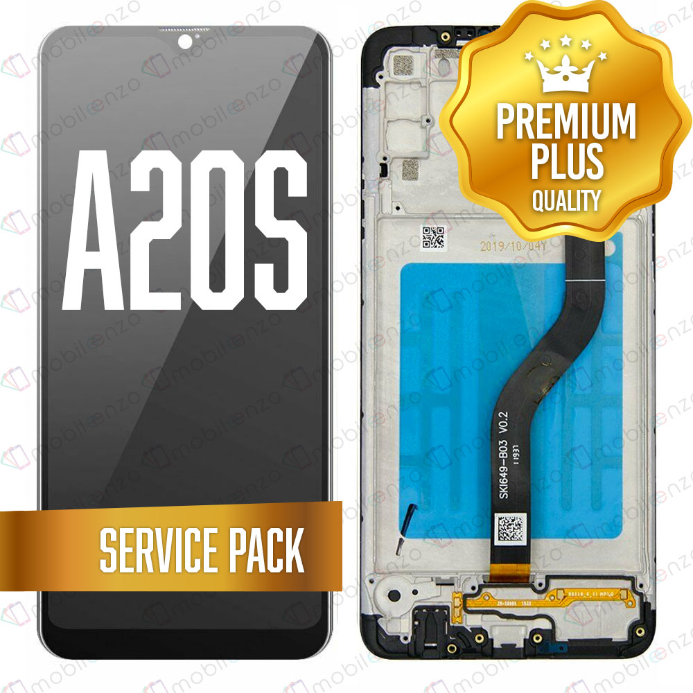 LCD Assembly for Galaxy A20S (A207) with Frame - Black (Service Pack)