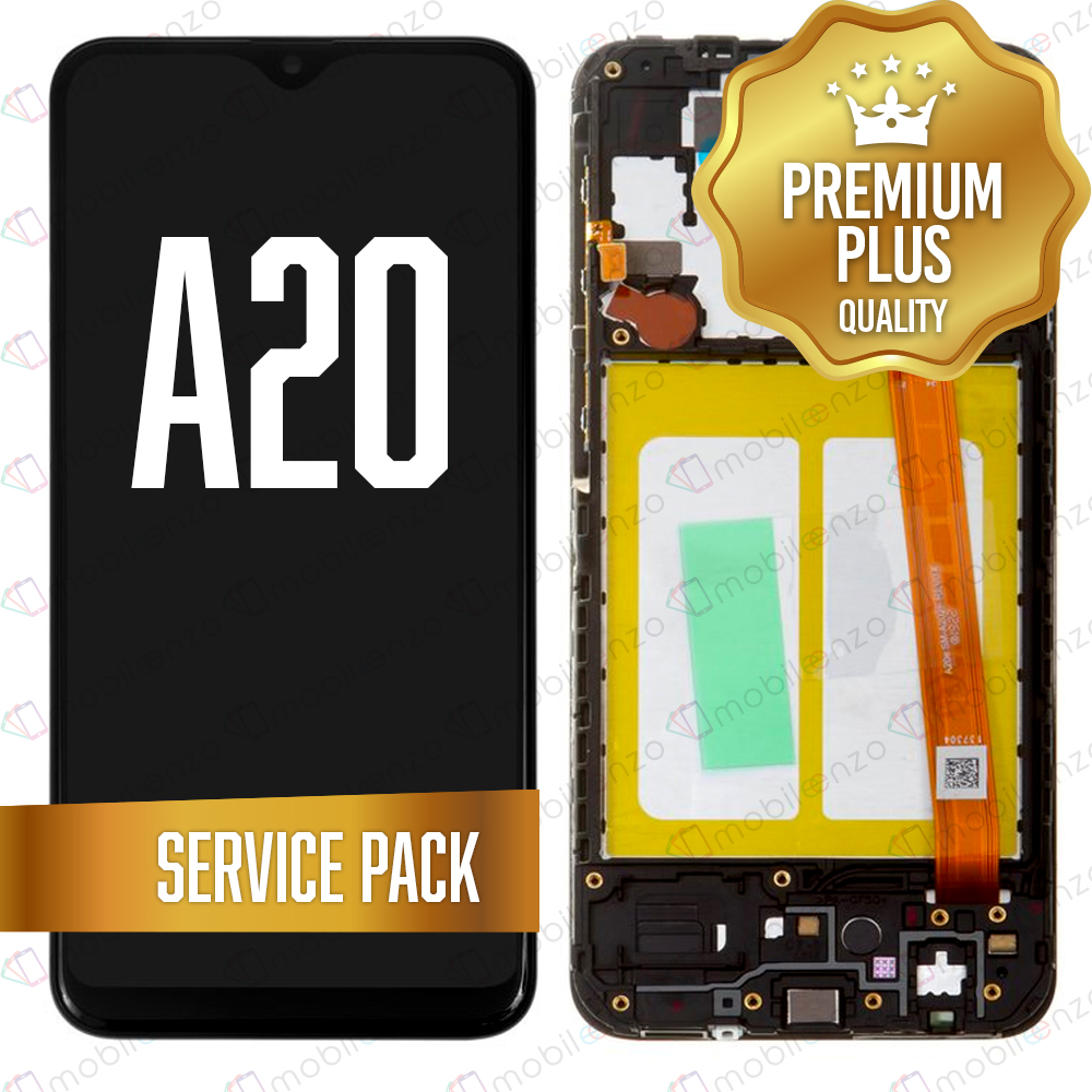 LCD Assembly for Galaxy A20 (A205 / 2019) with Frame - Black (Service Pack)