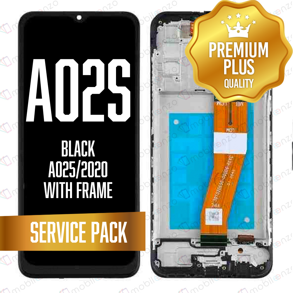 LCD Assembly For Samsung Galaxy A02S (A025/2020) with Frame - Black (Service Pack)