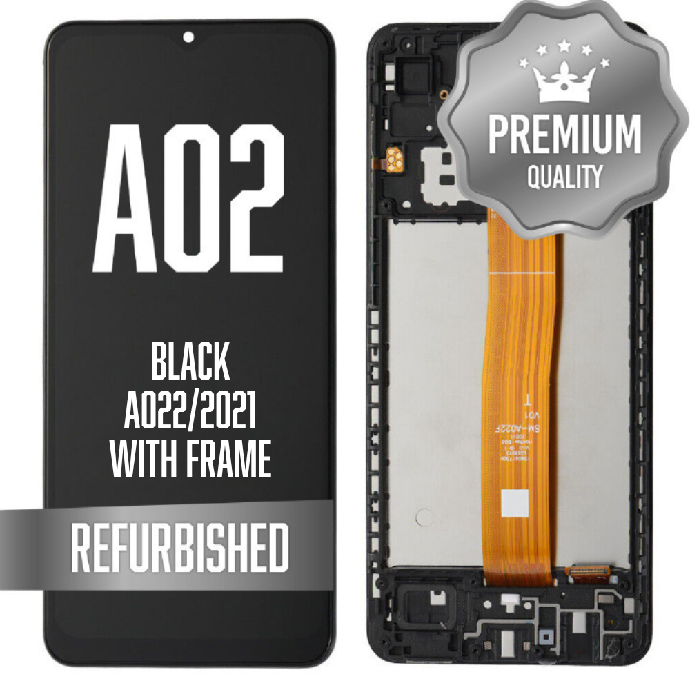 LCD Assembly for Galaxy A02 (A022/2021) with Frame - Black (Premium/Refurbished)