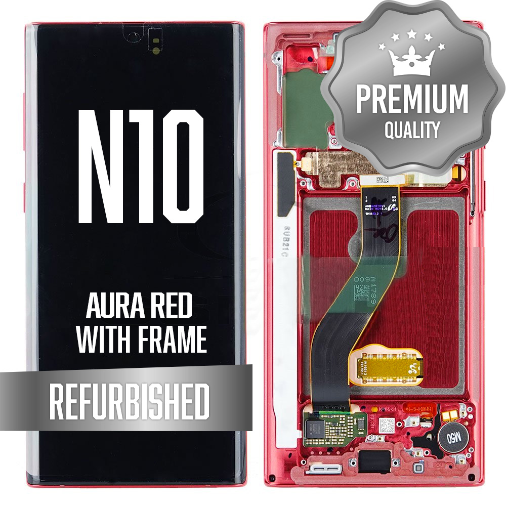 LCD for Samsung Note 10 with Frame - Aura Red (Refurbished)