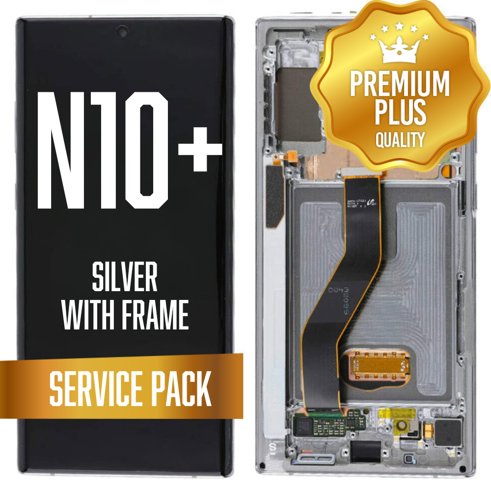 OLED Assembly for Samsung Galaxy Note 10 Plus (N975) with Frame - Aura Silver (Service Pack)