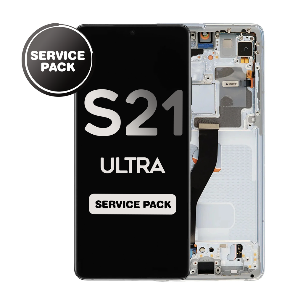 OLED Assembly for Samsung Galaxy S21 Ultra 5G (G998) with Frame - Phantom Silver (Service Pack)