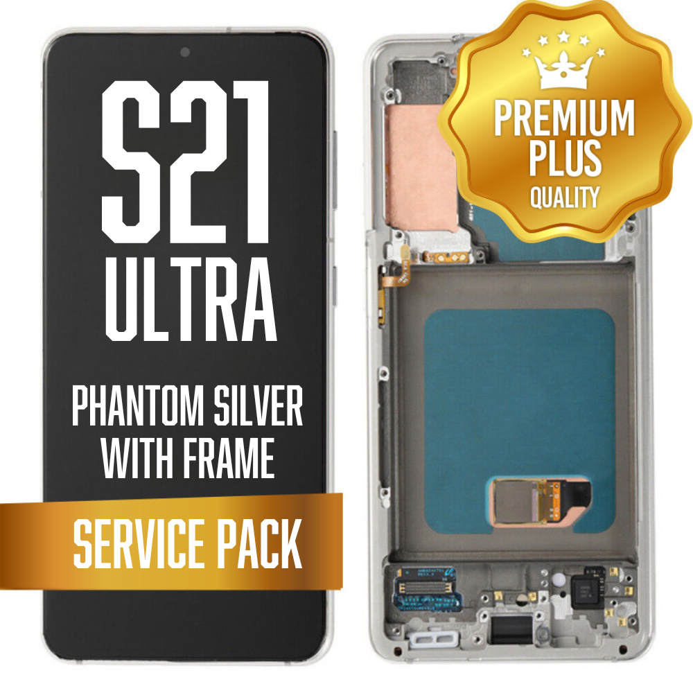 OLED Assembly for Samsung Galaxy S21 Ultra 5G With Frame - Phantom Silver (Service Pack)
