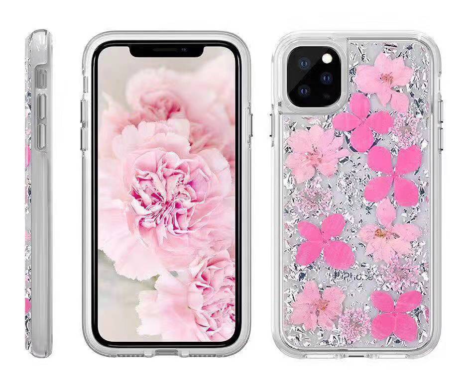 Real Flower Protector Case for IPhone 13 Pro (6.1) - Pink