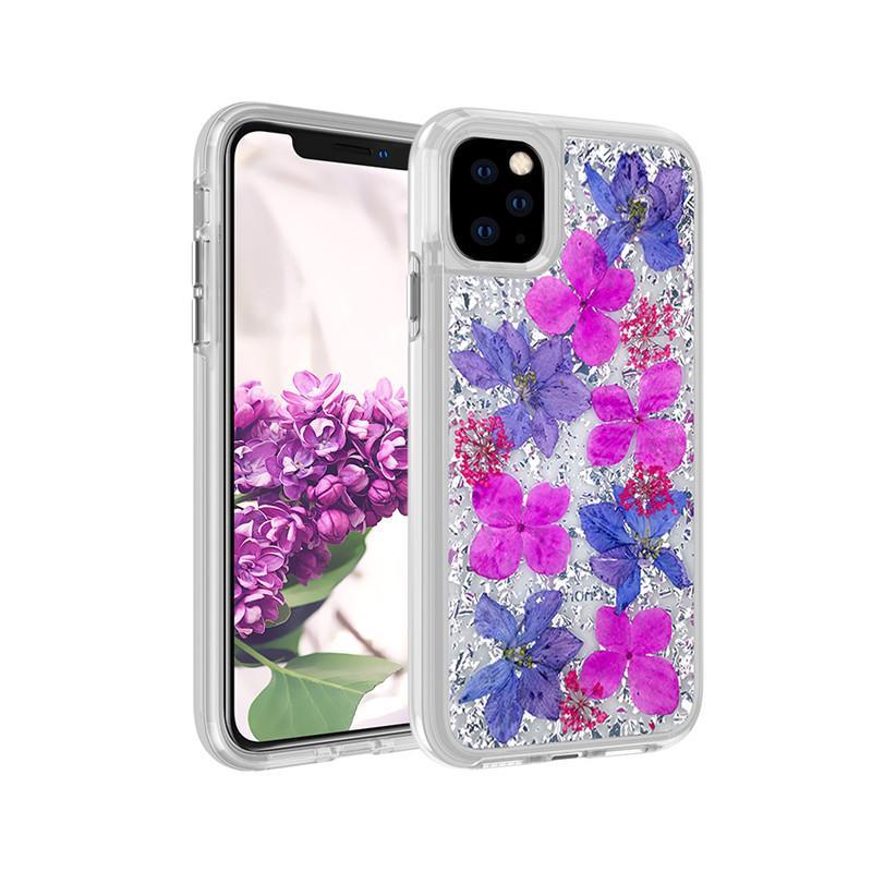 Real Flower Protector Case for IPhone 13 Pro (6.1) - Purple