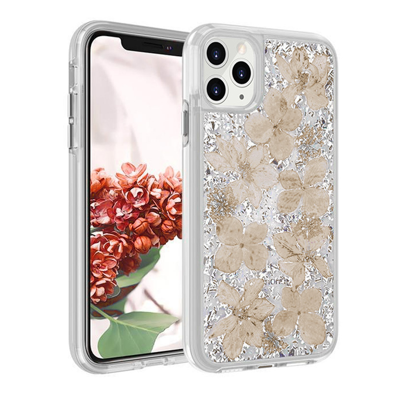 Real Flower Protector Case for IPhone 13 Pro (6.1) - Beige