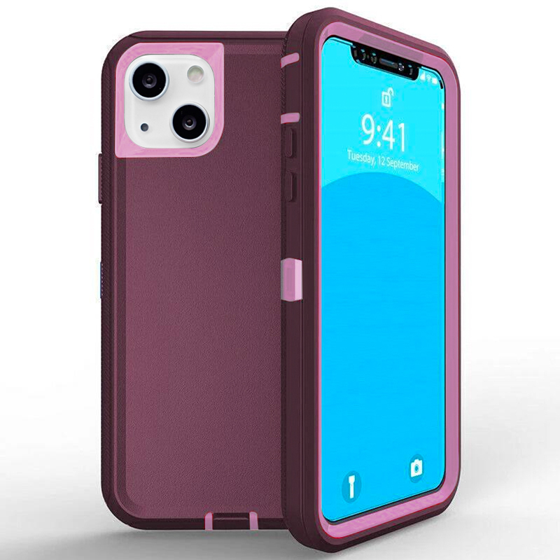 DualPro Protector Case for IPhone 13 Mini (5.4) - Burgundy & Light Pink