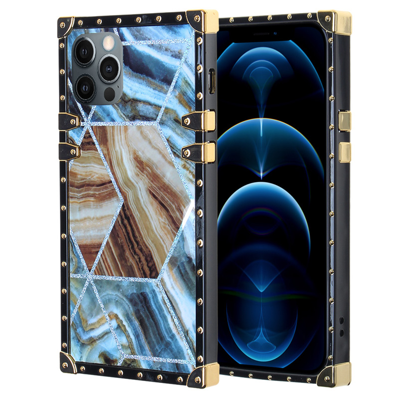 Luxury Trunk Case for Iphone 13 Pro - Marble Blue