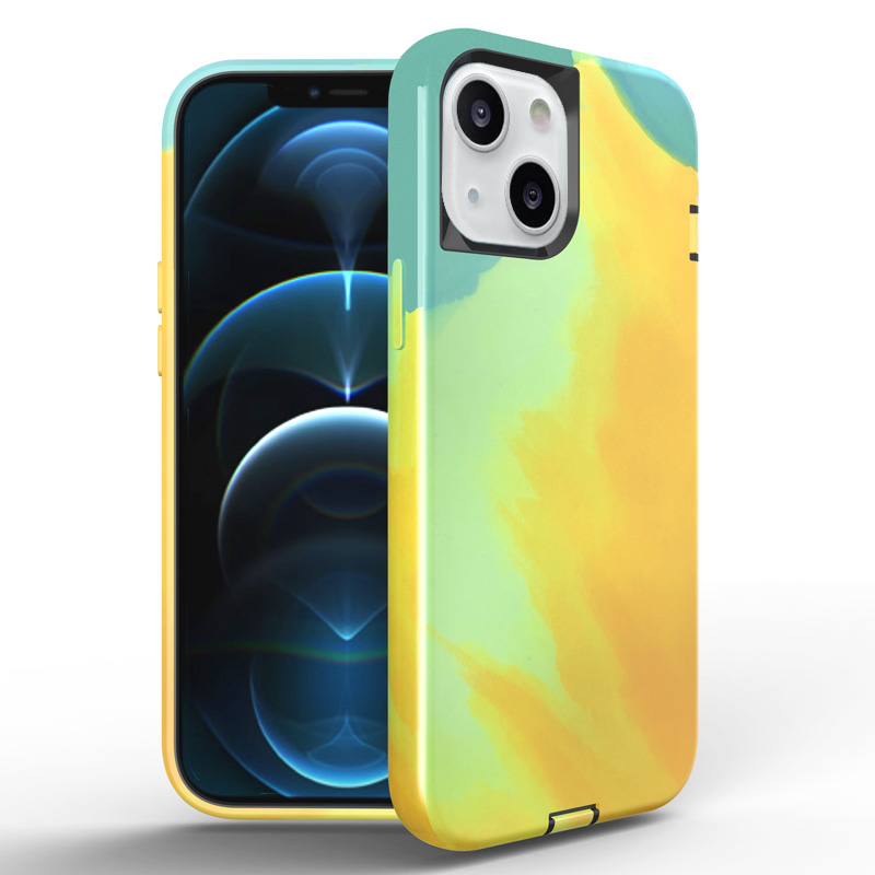 Slim Dual Protector Case for iPhone 13 - Abstract Yellow