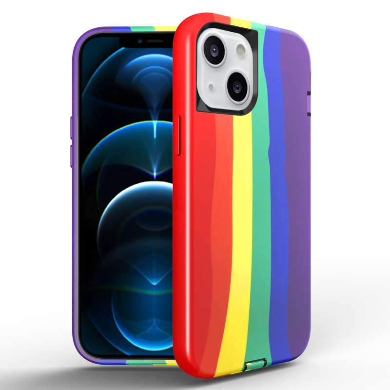 Slim Dual Protector Case for iPhone 13 - Rainbow B