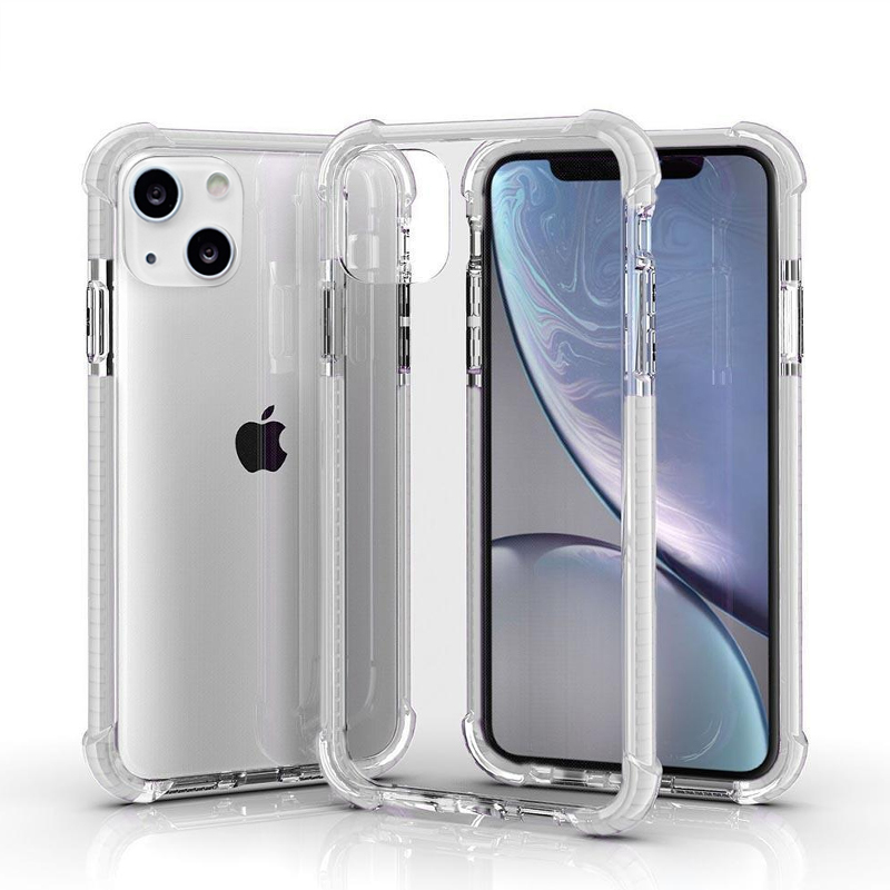 Hard Elastic Clear Case for iPhone 13 Mini - White Edge