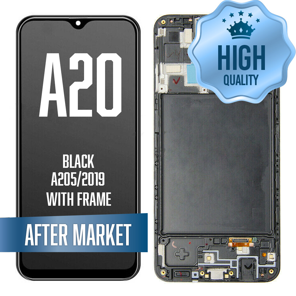 LCD Assembly for Galaxy A20 (A205/2019) with Frame - Black (High Quality / AM OLED)