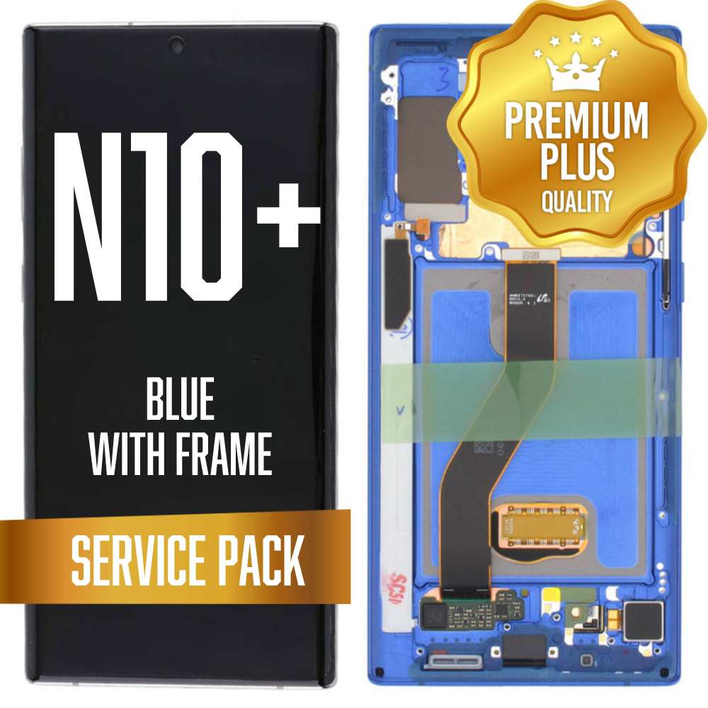 OLED Assembly for Samsung Galaxy Note 10 Plus (N975) with Frame - Aura Blue (Service Pack)