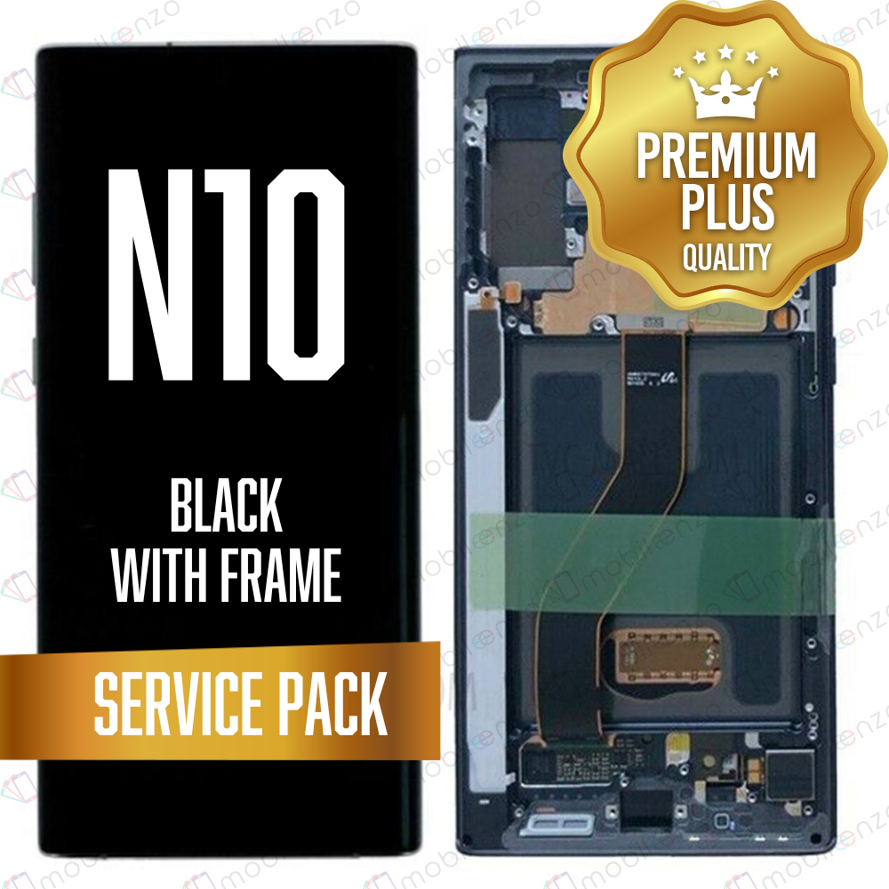 LCD for Samsung Note 10 with Frame - Black (Service Pack)