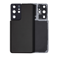 Back Cover Glass With Camera Lens For Samsung Galaxy S21 Ultra (No Logo) (Black)