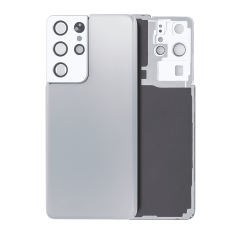 Back Cover Glass With Camera Lens For Samsung Galaxy S21 Ultra (No Logo) (White)