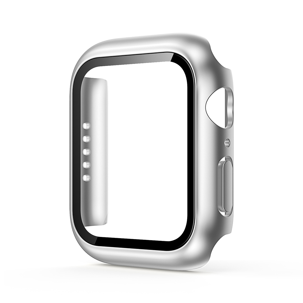 Hard PC Case with Tempered Glass For iWatch 45mm - Silver