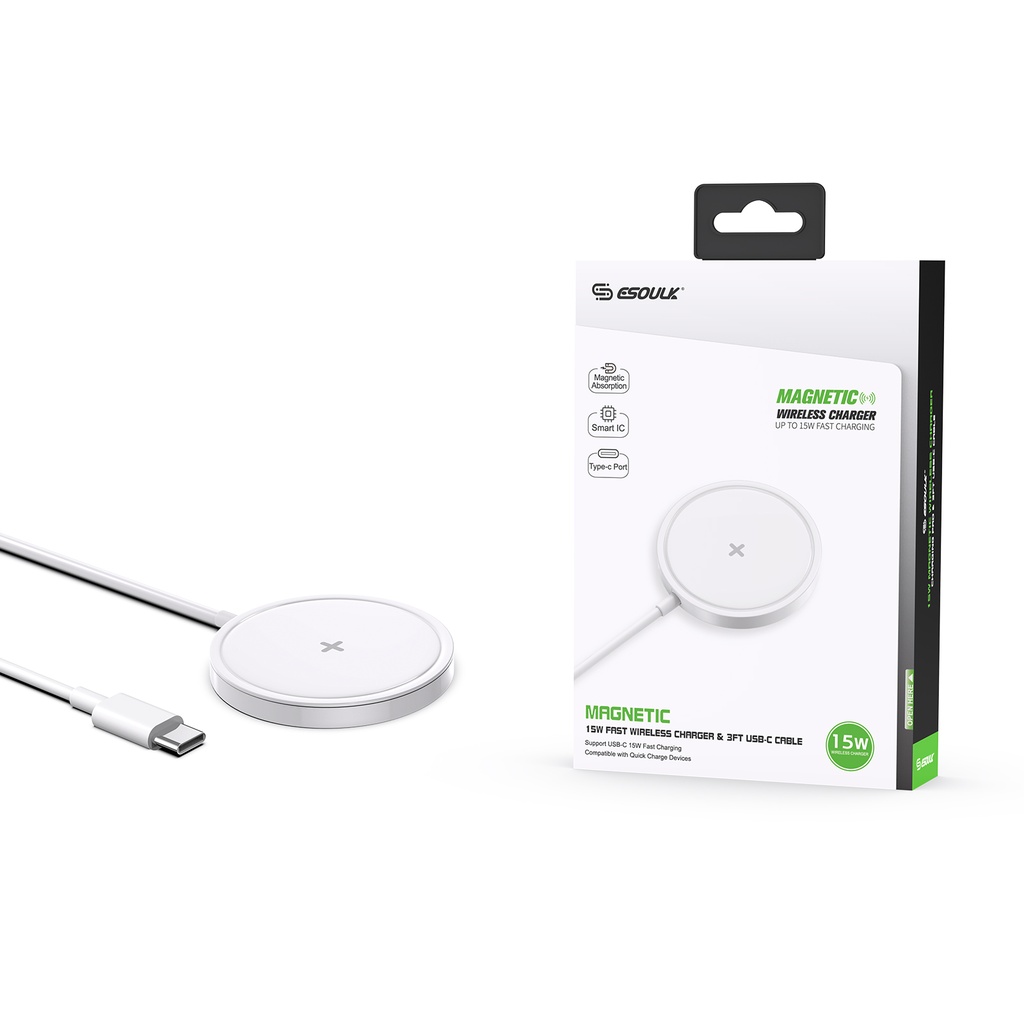 Esoulk EW07 15W Magnetic Fast Wireless Charger (White)