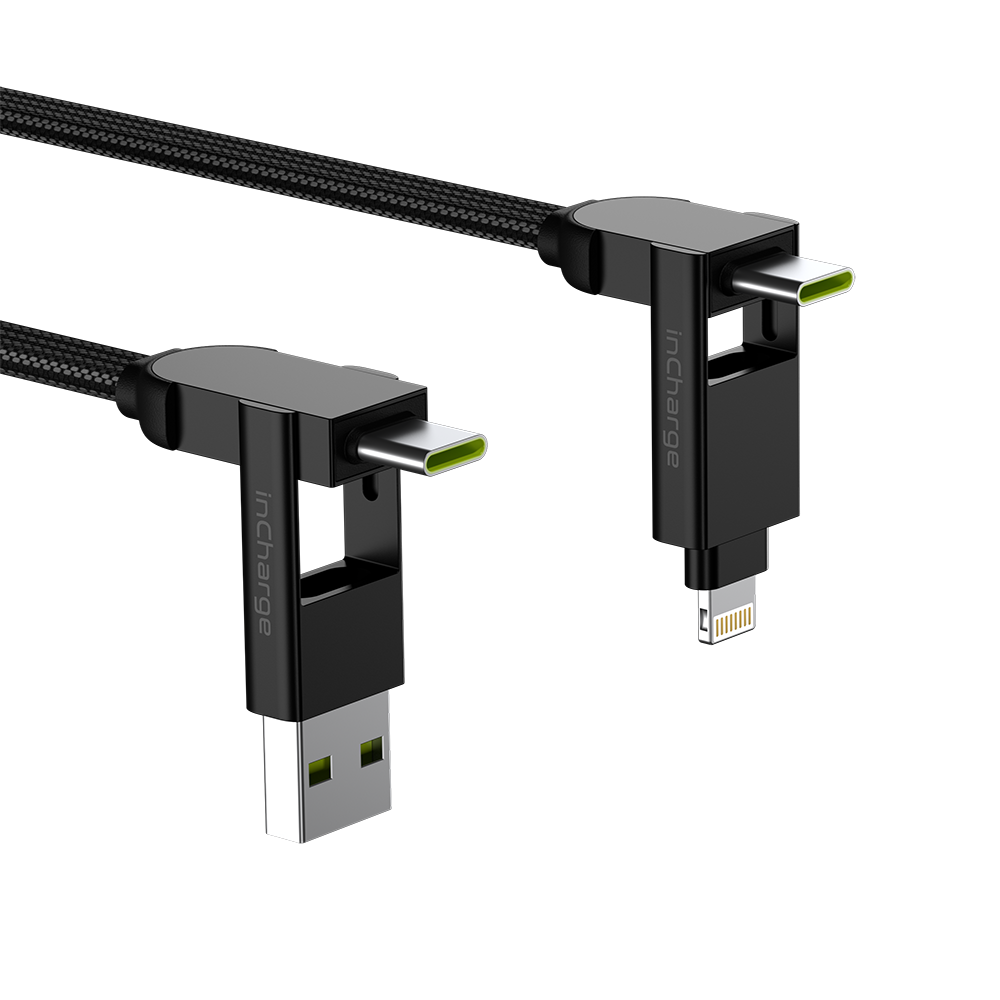 Rolling Square Incharge X Max 6 Cables in 1 (input: USB and USB-C; Output: USB-C and IOS) - Black