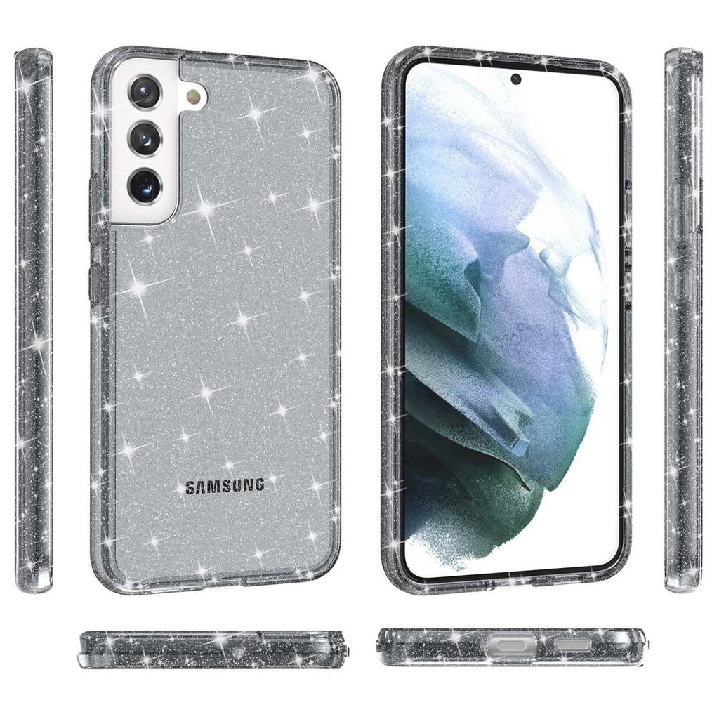 Transparent Sparkle Case for Galaxy S22 - Black