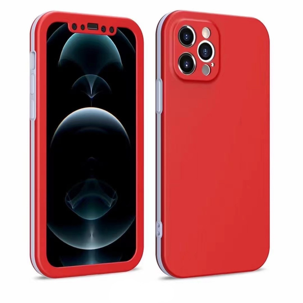 3 Piece Hard Protector Case for iPhone 13 Pro - Red