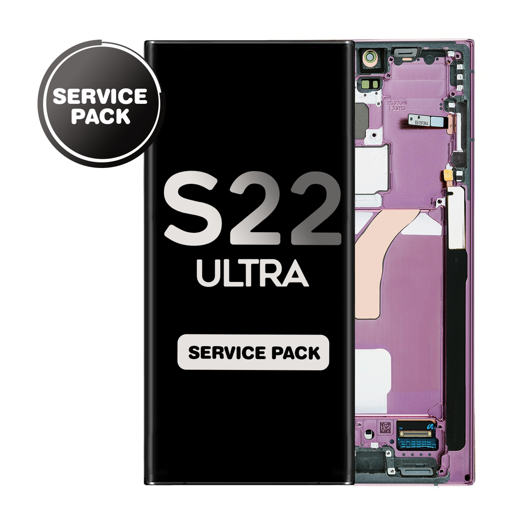 OLED Assembly for Samsung Galaxy S22 Ultra (S908) with Frame - Burgundy (Service Pack)
