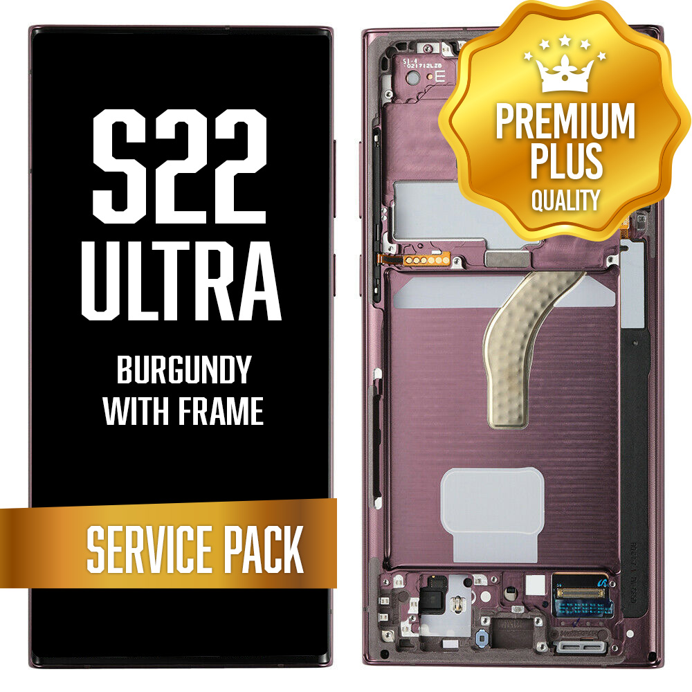 OLED Assembly for Samsung Galaxy S22 Ultra With Frame - Burgundy (Service Pack)