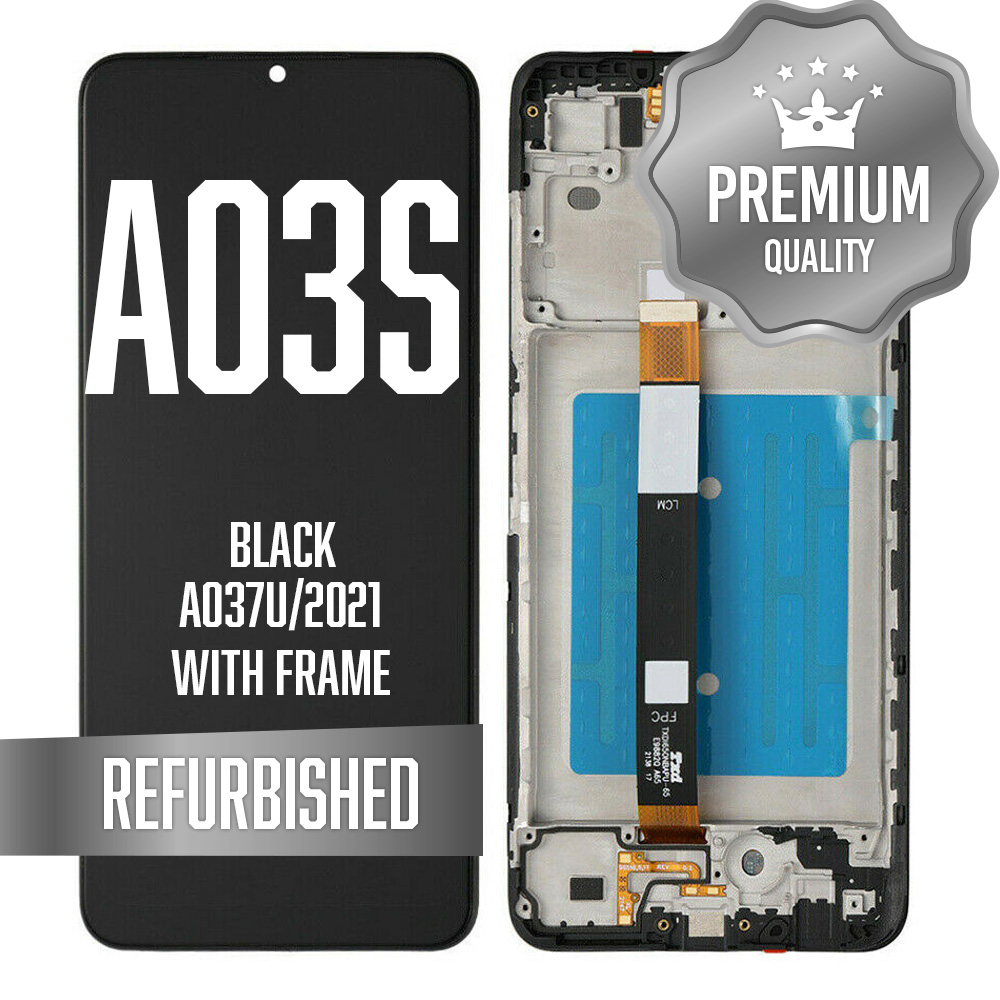 LCD Assembly with frame for Galaxy A03S (A037U/2021) - Black (Premium/Refurbished) (US Version)