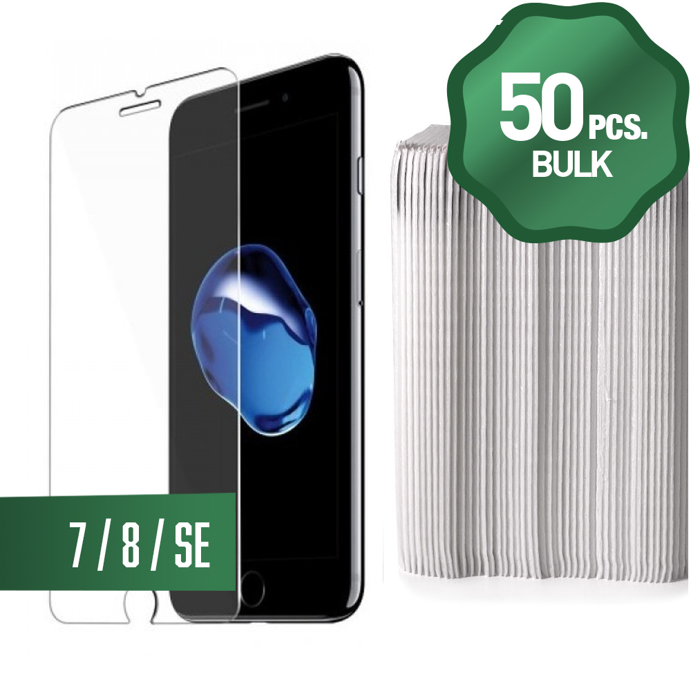 Clear Tempered Glass for iPhone 7 / 8 / SE (50 Pcs)