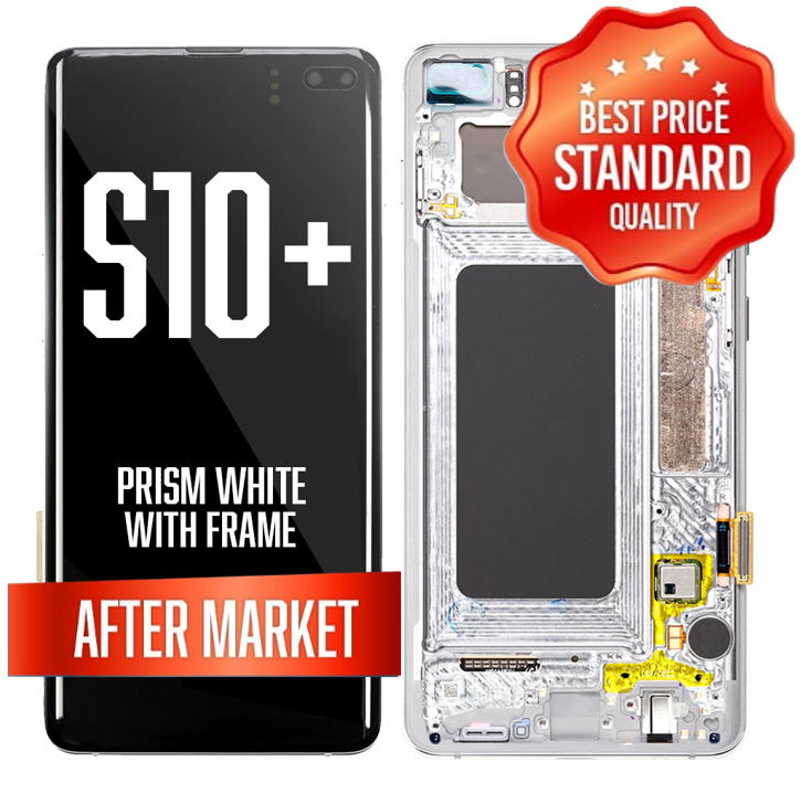 LCD Assembly for Samsung Galaxy S10 Plus With Frame (Without Fingerprint Sensor) -Prism White (Standard Quality)