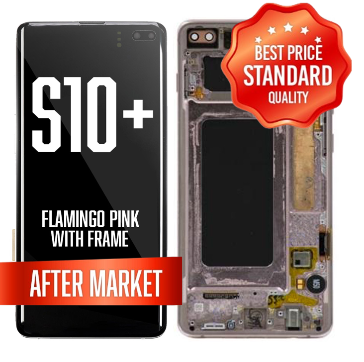 LCD Assembly for Samsung Galaxy S10 Plus With Frame (Without Fingerprint Sensor) -Flamingo Pink (Standard Quality)