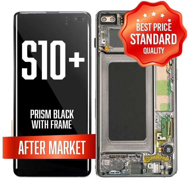 LCD Assembly for Samsung Galaxy S10 Plus With Frame (Without Fingerprint Sensor) -Prism Black (Standard Quality)