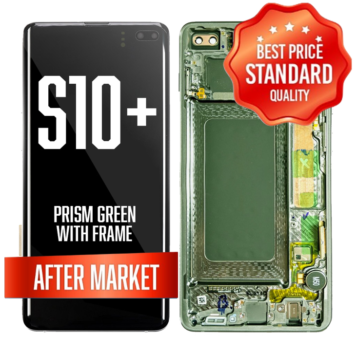 LCD Assembly for Samsung Galaxy S10 Plus With Frame (Without Fingerprint Sensor) -Prism Green (Standard Quality)