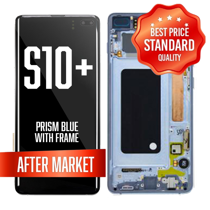 LCD Assembly for Samsung Galaxy S10 Plus With Frame (Without Fingerprint Sensor) -Prism Blue (Standard Quality)