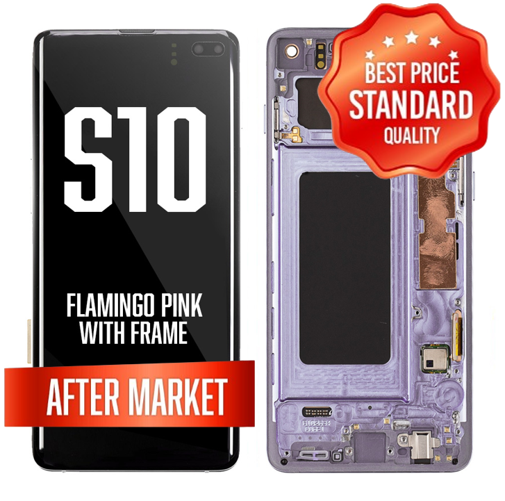OLED Assembly for Samsung S10 With Frame (Without Fingerprint Sensor) - Flamingo Pink (Aftermarket)
