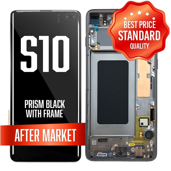 OLED Assembly for Samsung S10 With Frame (Without Fingerprint Sensor) -Prism Black (AM/OLED)