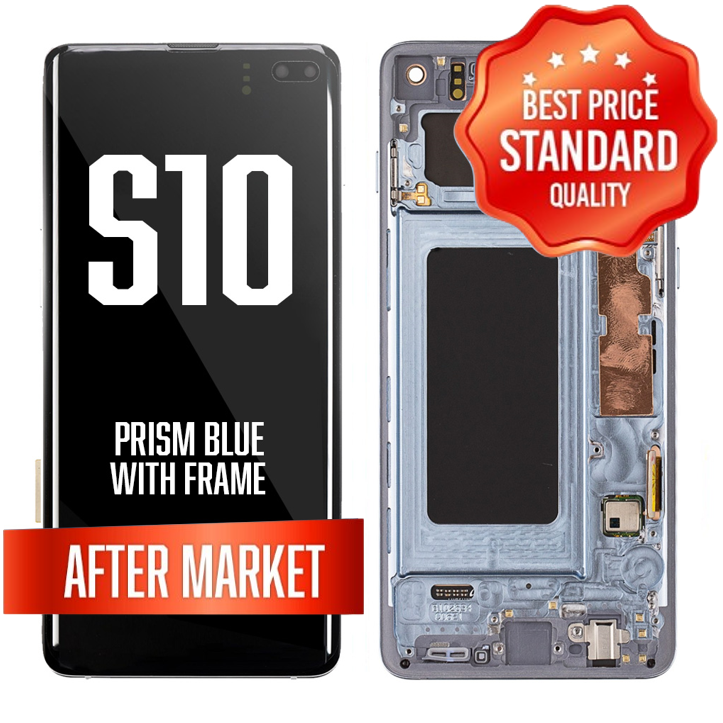 OLED Assembly for Samsung S10 With Frame (Without Fingerprint Sensor) -Prism Blue (Aftermarket)