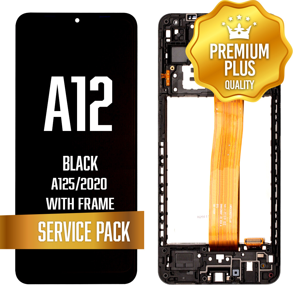 LCD Assembly for Galaxy A12 (A125/2020) with Frame - Black (Service Pack)