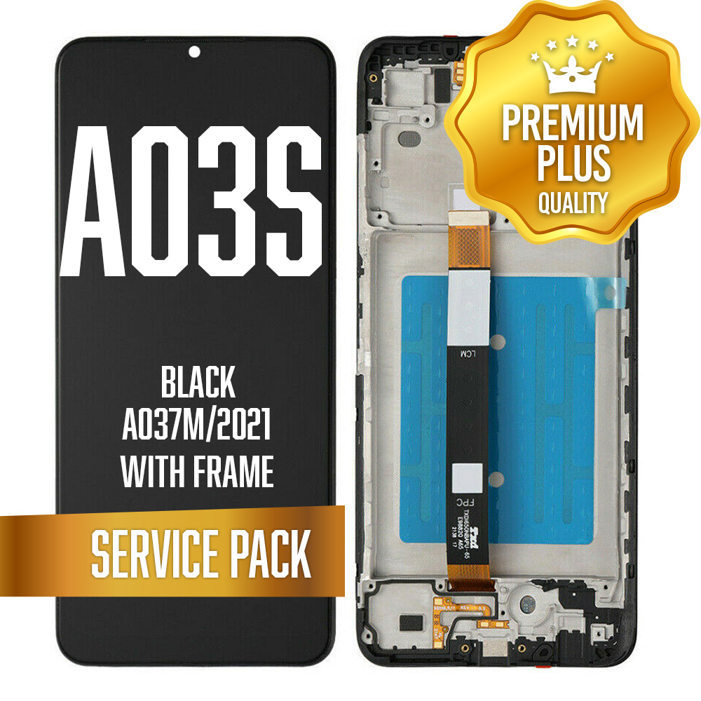 LCD Assembly for Galaxy A03S (A037M/2021) with Type-C Frame - Black (Service Pack)