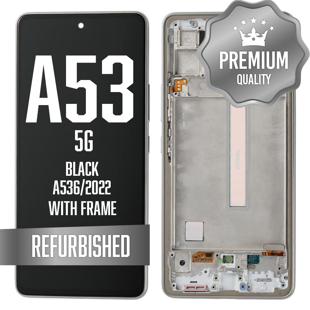 LCD with frame for Galaxy A53 5G (A536/2022) - Black (Premium/ Refurbished)
