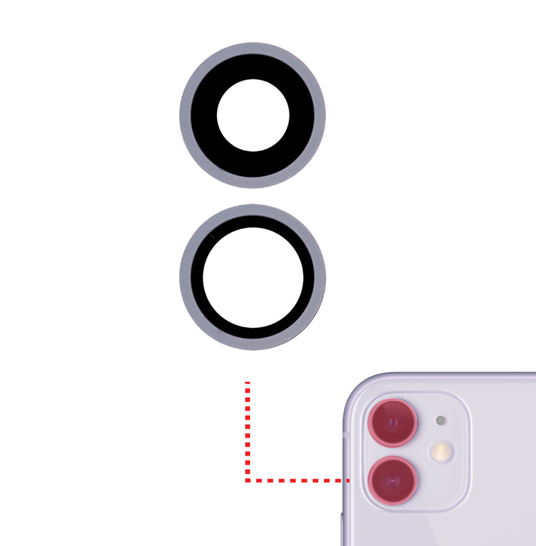 Back Camera Lens With Bracket & Bezel Compatible With Iphone 11 (Purple) (Real Sapphire / Premium) (2 Pcs Set)